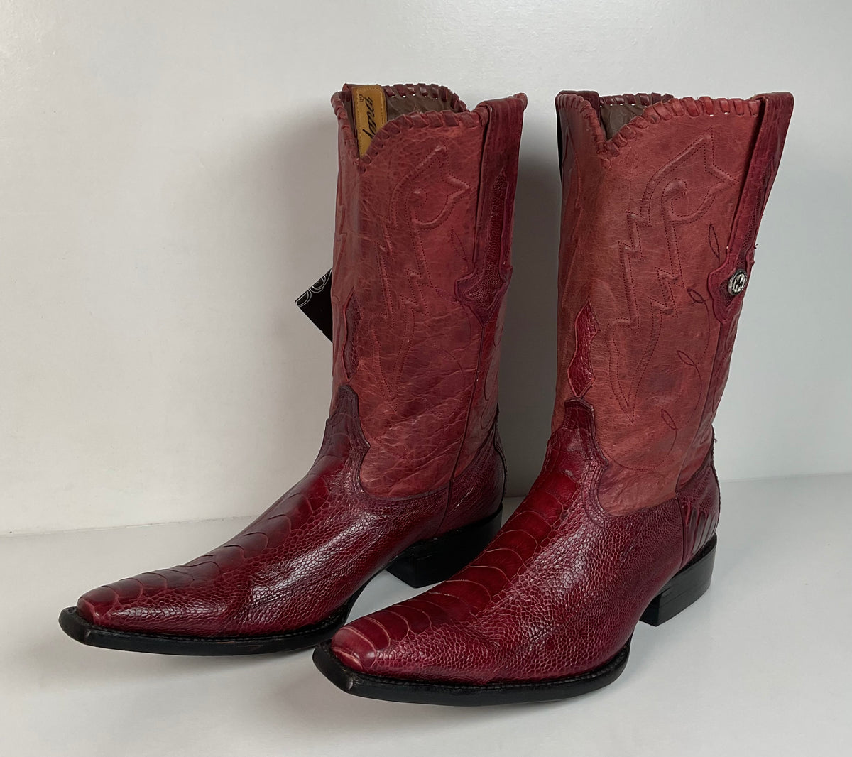 Montana Ostrich Leg Cowboy Boots | Exotic | Tooled Inlay | Men’s 6 | Women’s 7.5
