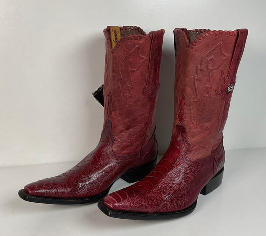 Montana Ostrich Leg Cowboy Boots | Exotic | Tooled Inlay | Men’s 6 | Women’s 7.5