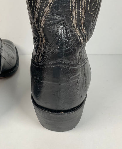 Lucchese San Antonio Exotic Eel Cowboy Boots 9 B Vintage French Toe