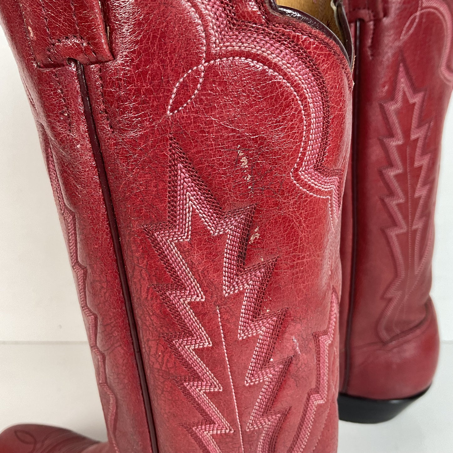 Vintage Panhandle Slim Red Cowgirl Boots 6.5 B Hand Crafted