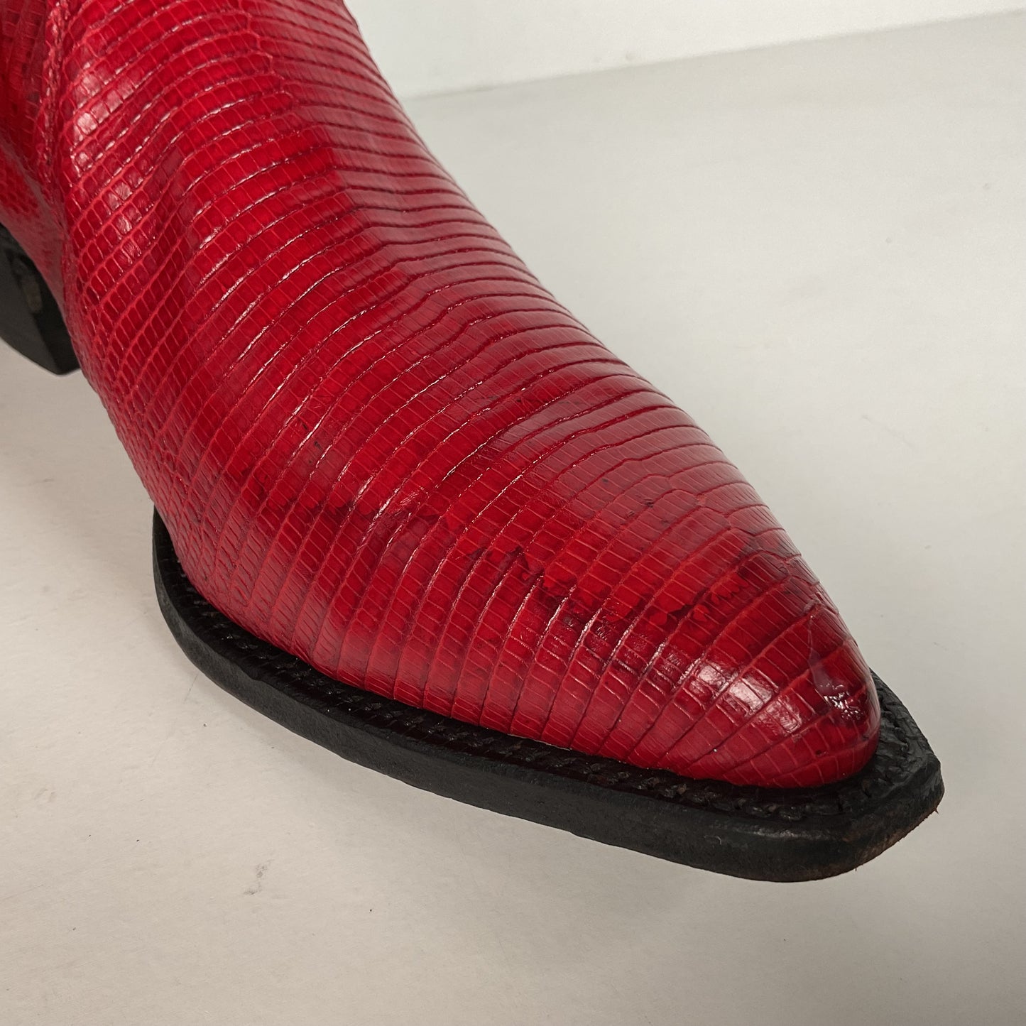 Vintage Justin Teju Lizard Cowgirl Boots | USA Made | Ruby Red | Women’s 7.5 B