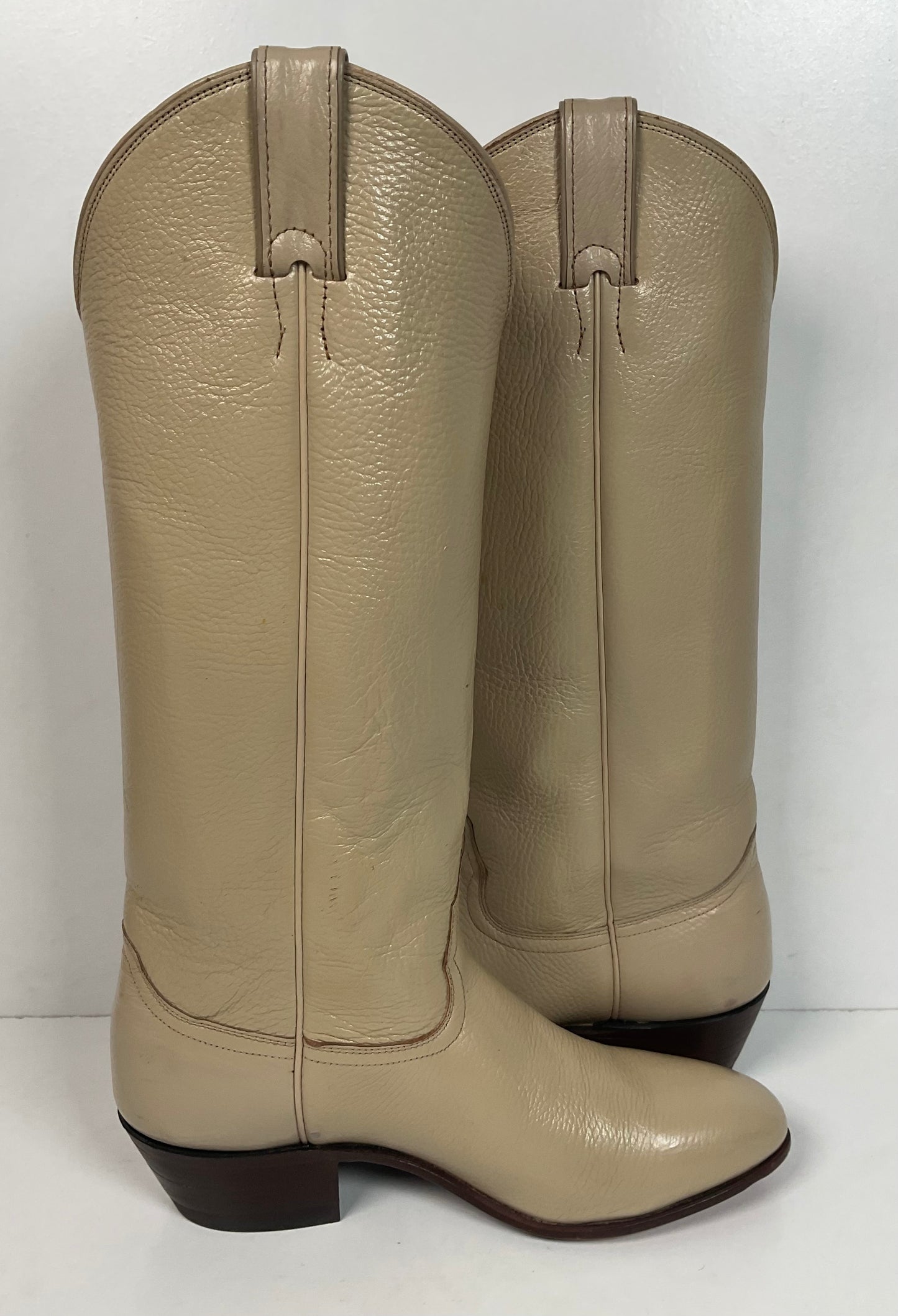 Justin Women’s Tall Bone Leather Cowgirl Boots 8 B USA Made