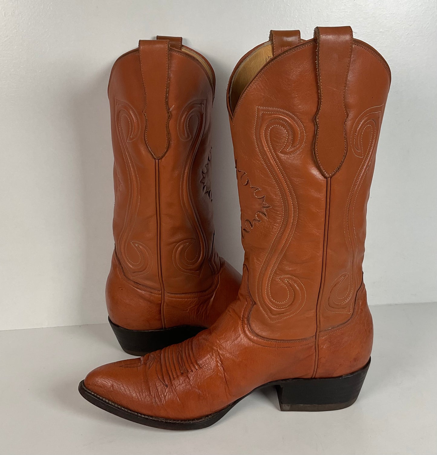 Custom Smooth Ostrich Cowboy Boots | Exotic | Tooled Inlay | Men’s 8.5