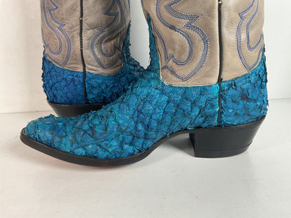 Custom Blue Sea Bass Cowboy Boots Men’s 7.5 | Women’s 8.5 Exotic