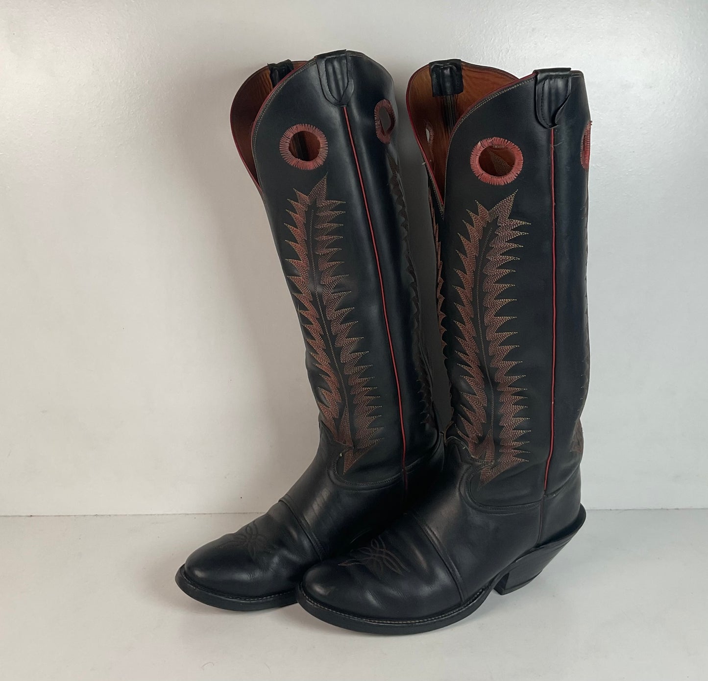 Vintage Tony Lama Tall Buckaroo Boots 11 D Thick Hide