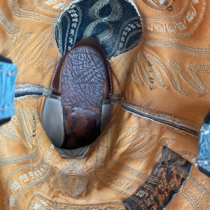 Vintage Tony Lama Blue Antelope Cowboy Boots 10.5 D Exotic Gold Label