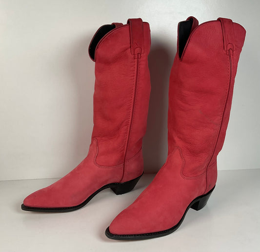 Vintage Wrangler Nubuck Suede Cowgirl Boots | Dusty Pink | Women’s 8.5 M