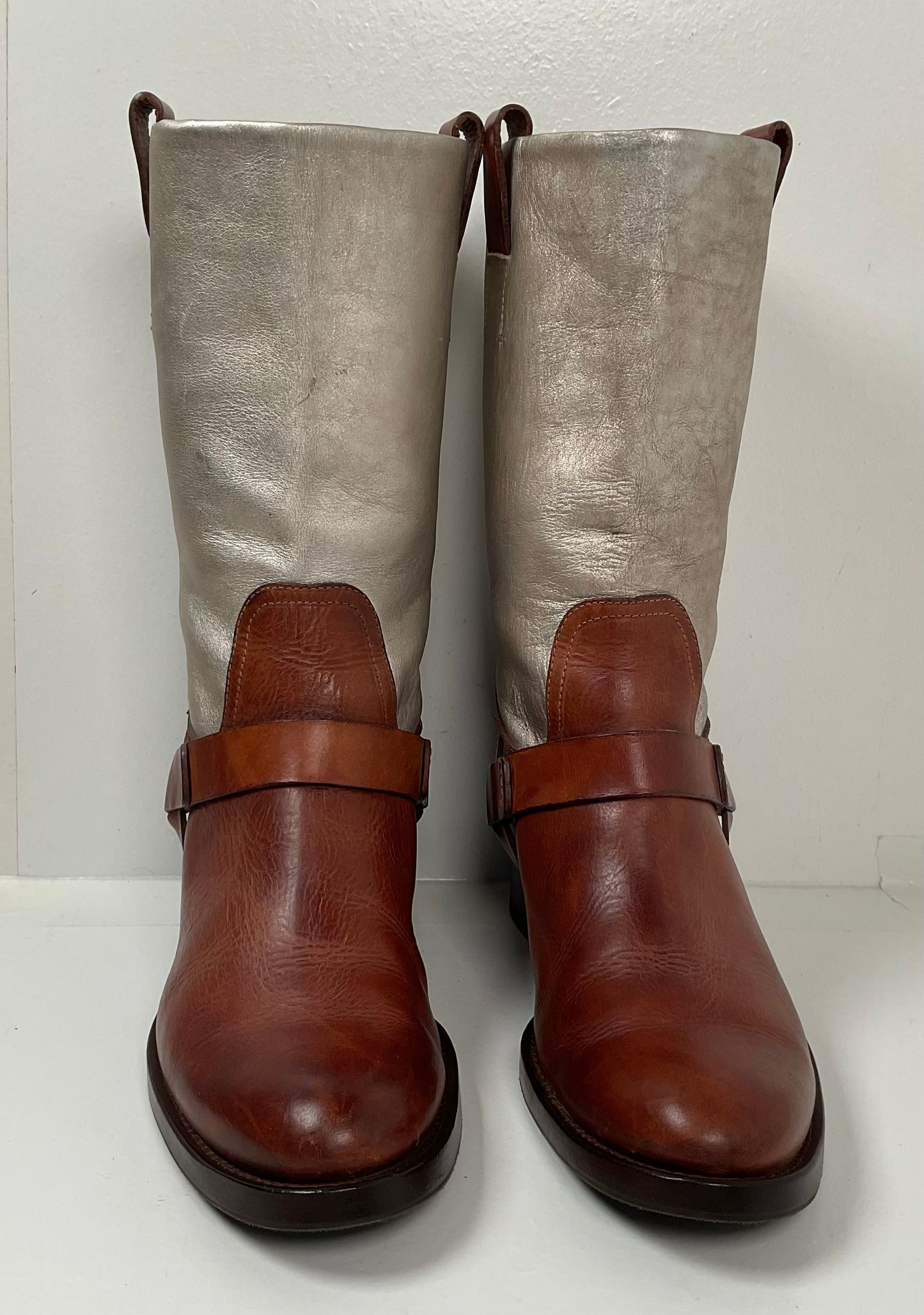 Ralph Lauren Purple Label Riding Boots 7.5 B Harness Metallic