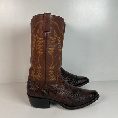 Vintage Brown Shark Skin Cowboy Boots 10 D Exotic