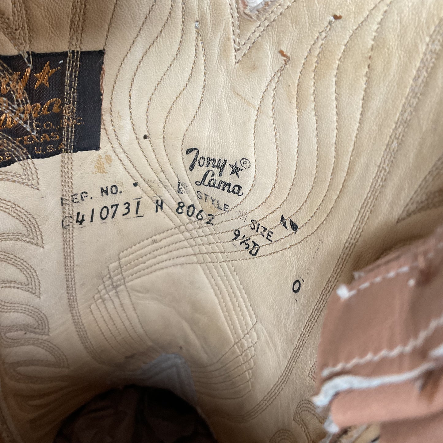 Vintage Tony Lama Gold Label Cowboy Boots 9.5 D Lizard Wingtip USA Made