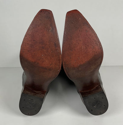 J.B. Hill for M.L. Leddy | Calfskin Cowgirl Boots | Dark Brown | Women’s 7 B