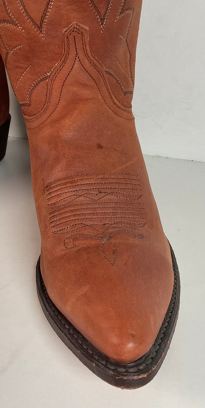 Vintage Dan Post X Marlboro Cowgirl Boots 9 M USA Made Nubuck Suede