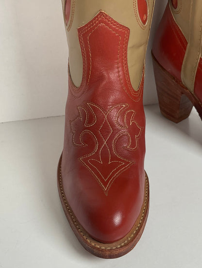 Vintage Capezio Butterfly Cowgirl Boots | Tooled Inlays | USA Made | Women’s 8 M