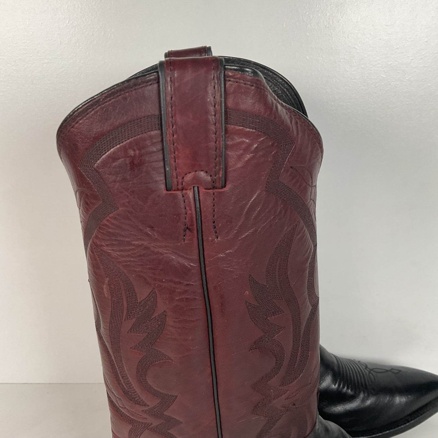 Vintage Justin Buffalo Calf Cowboy Boots | USA Made | Black Cherry | Men’s 10 D