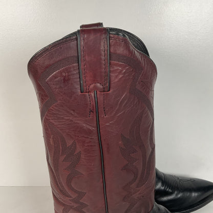 Vintage Justin Buffalo Calf Cowboy Boots | USA Made | Black Cherry | Men’s 10 D