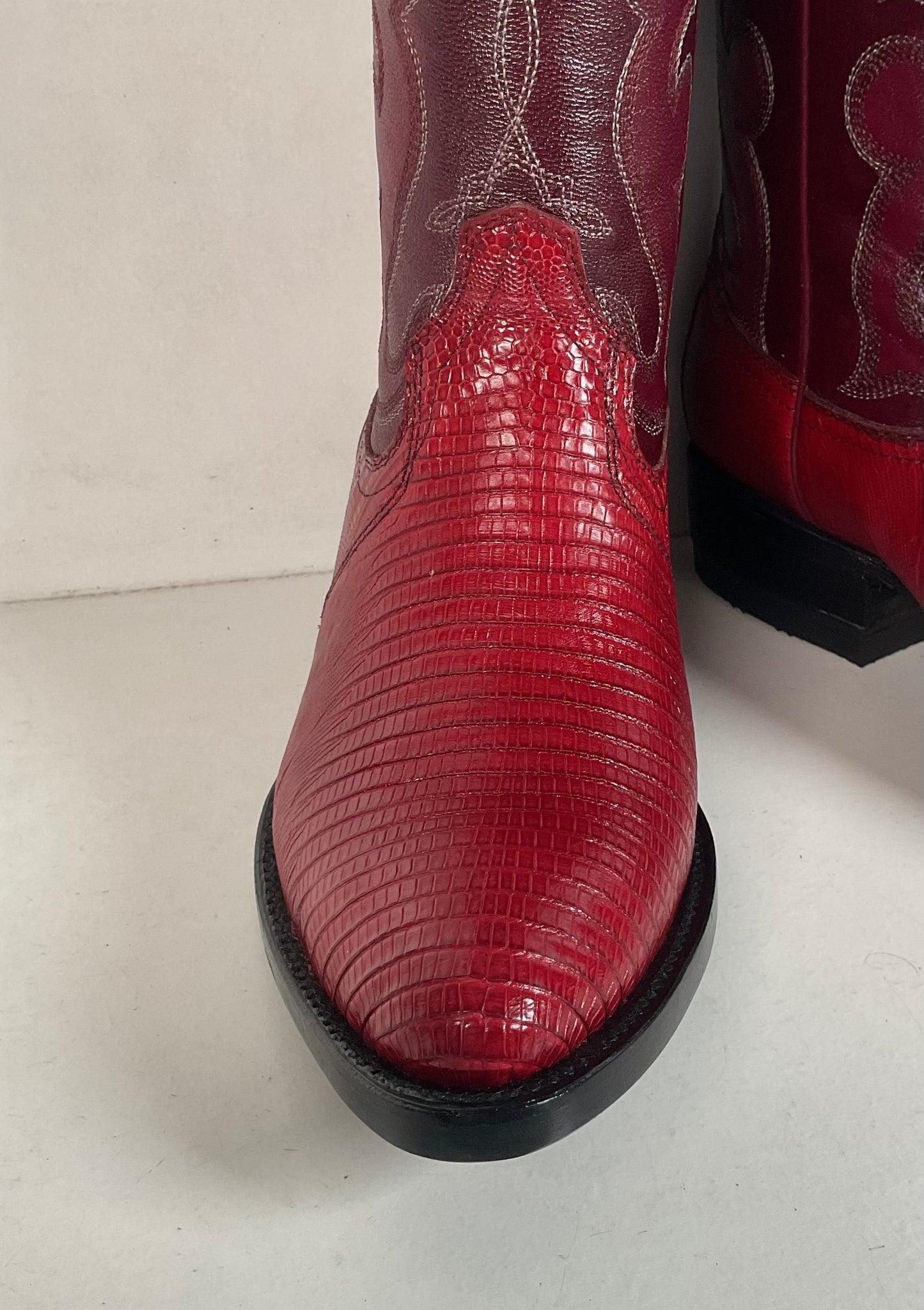 Lava Red Teju Lizard Cowboy Boots Men’s 6 Extra Wide | Women’s 7