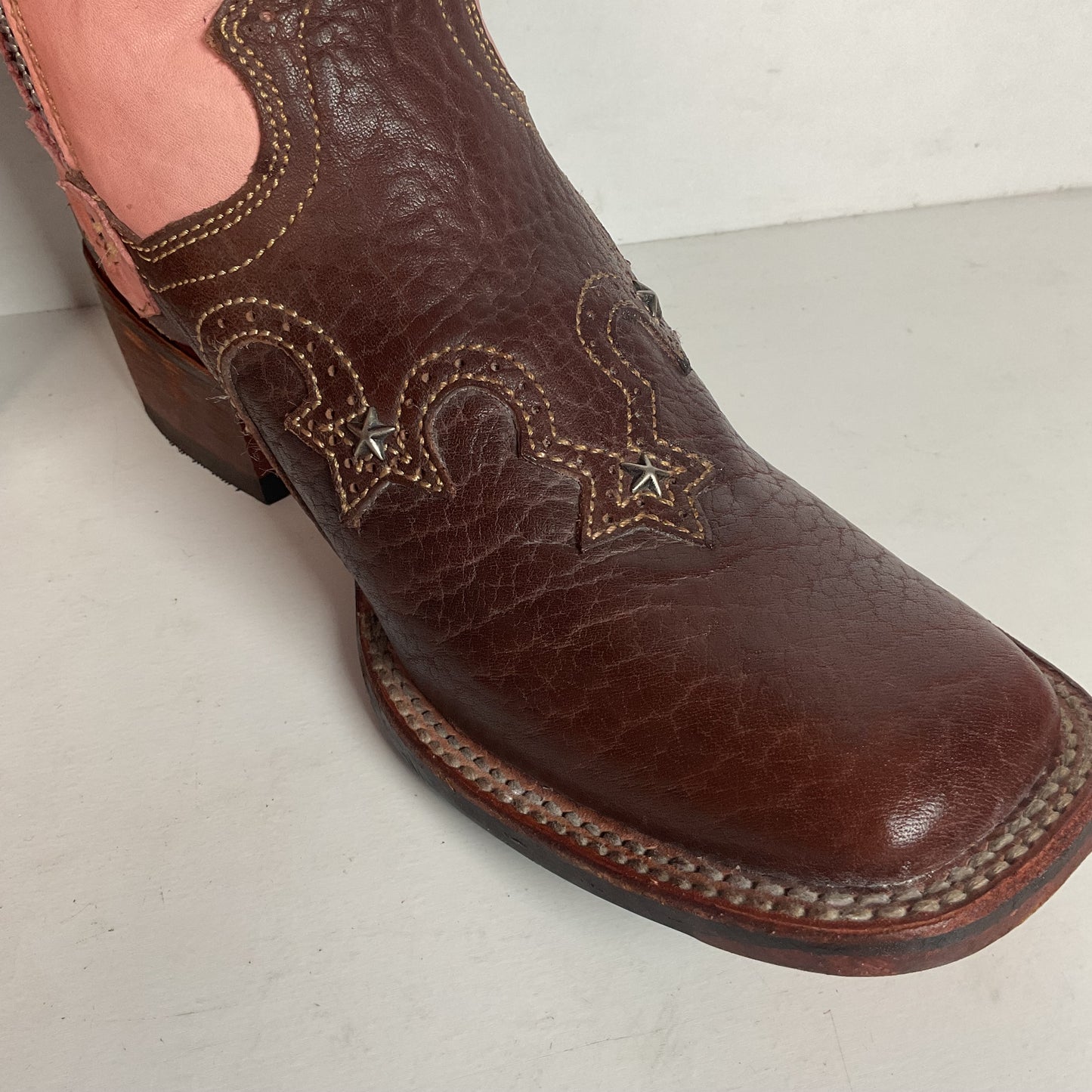 Dan Post 16” Fringe Cowgirl Boots 7.5 M Square Toe Star Inlay