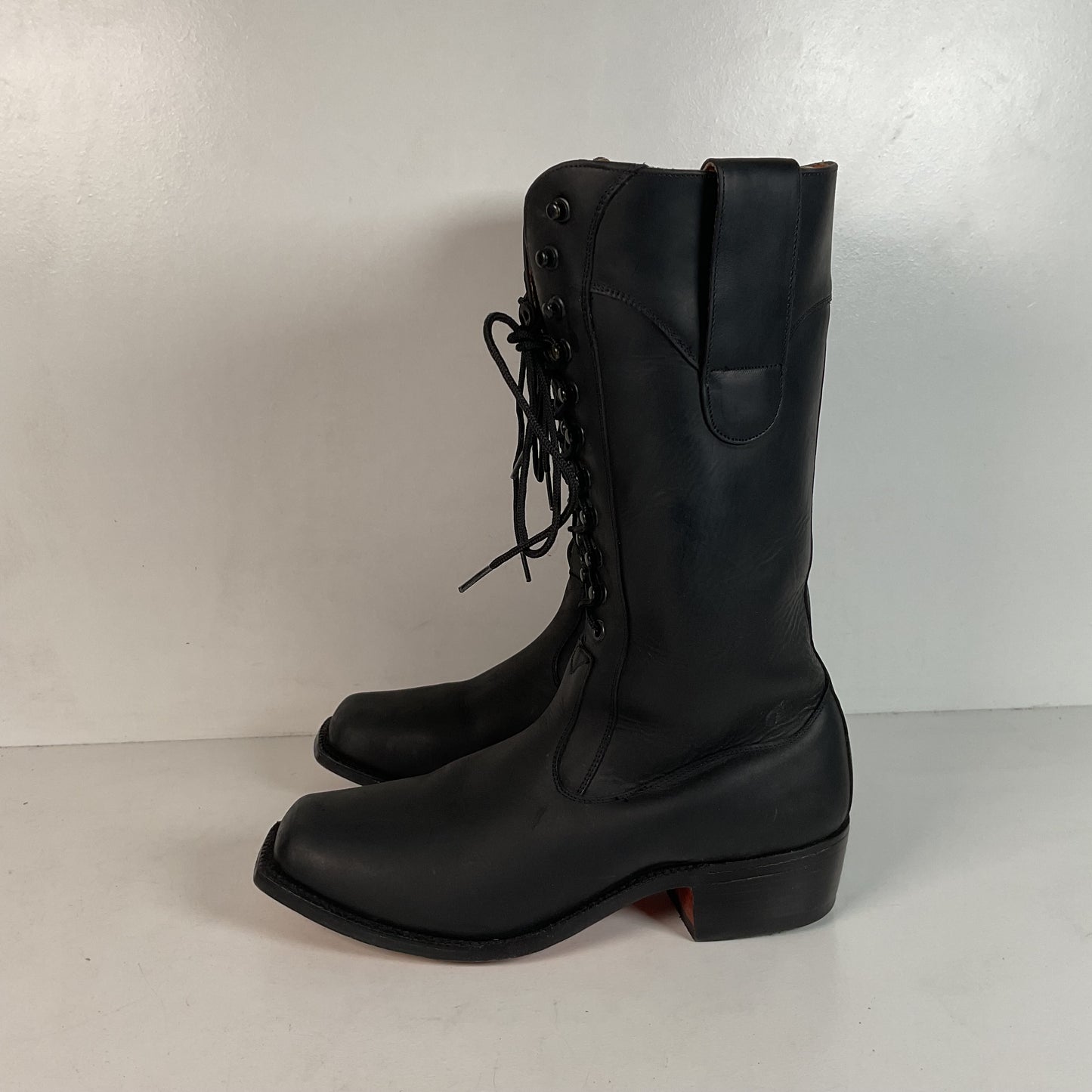 Custom Black Oiled Lace Up Boots Men’s 8 Narrow | Women’s 9 Victorian