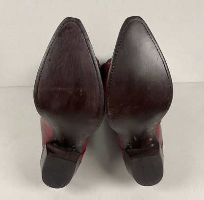 Tony Lama Lizard Wingtip Cowgirl Boots | Overlays | Cranberry | Women’s 6.5 M