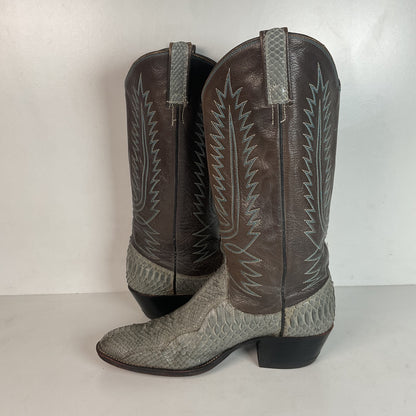 Vintage Dan Post Grey Python Cowgirl Boots 8 C USA Made