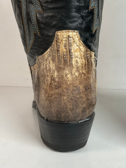 Vintage Tony Lama Natural Lizard Cowboy Boots 8.5 D USA Made