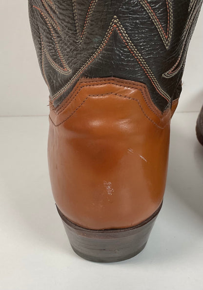Vintage 1970s Justin Cowboy Boots 13 A Calfskin USA Made