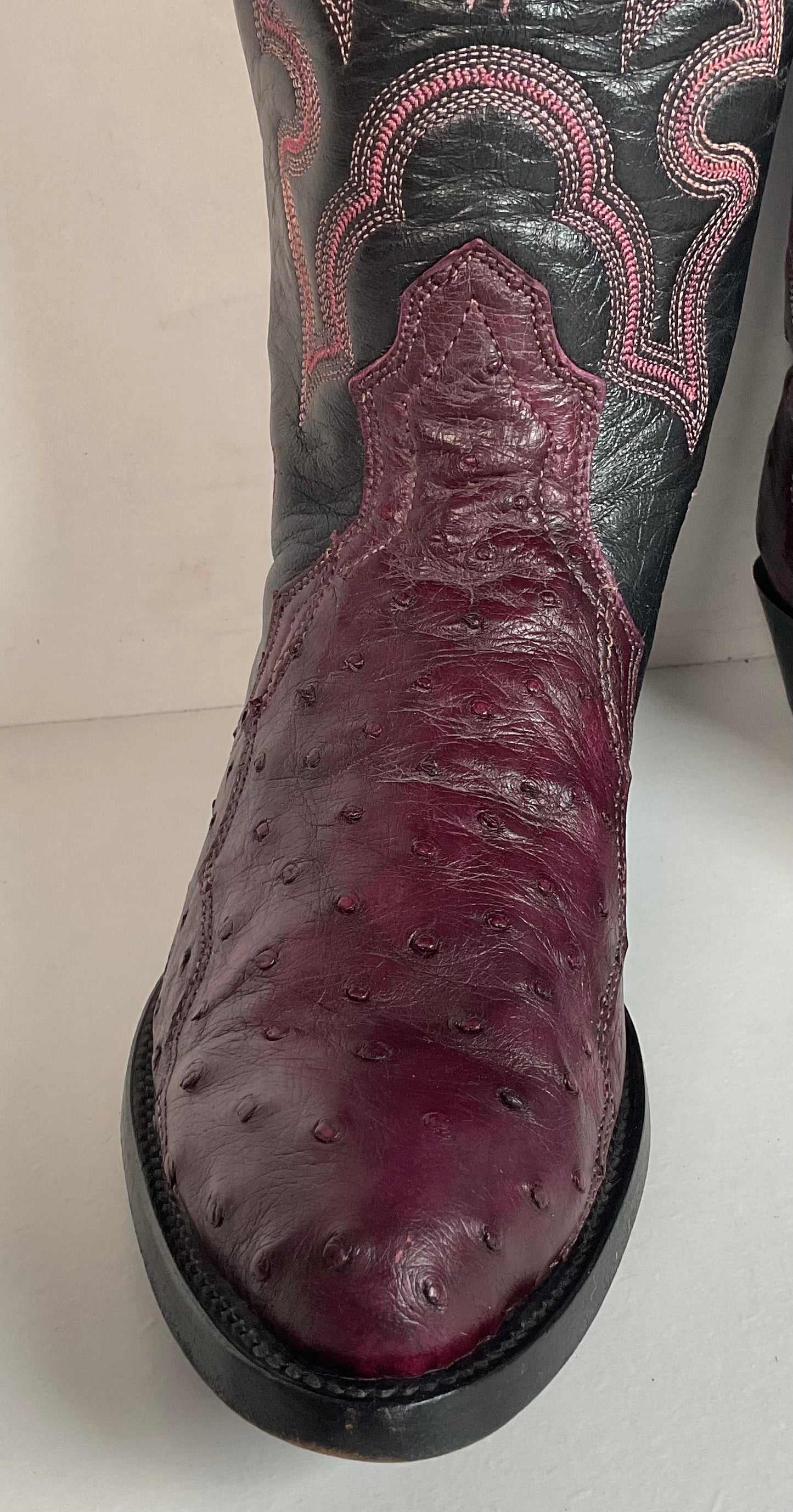 Corral Plum Ostrich Quill Cowgirl Boots 8 M Exotic Triad