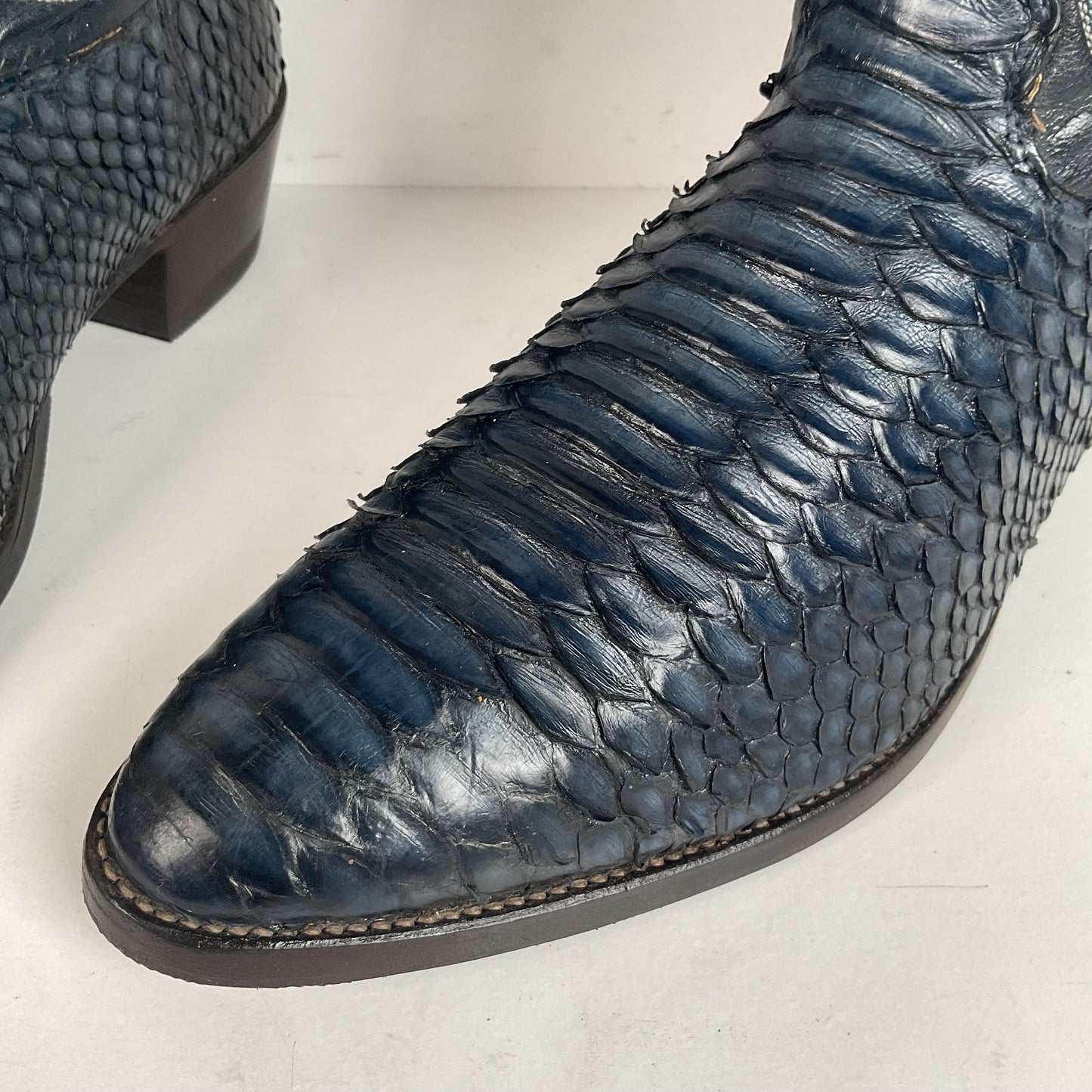 Vintage Nocona Python Snakeskin Cowboy Boots | USA Made | Royal Blue | 9 EE