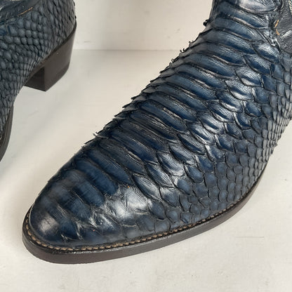 Vintage Nocona Python Snakeskin Cowboy Boots | USA Made | Royal Blue | 9 EE
