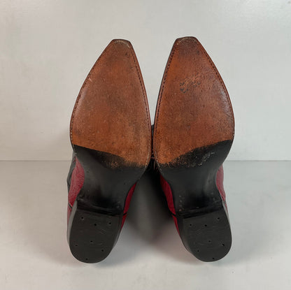 Vintage Hondo Shark Skin Cowgirl Boots 7.5 B Exotic Cherry Red