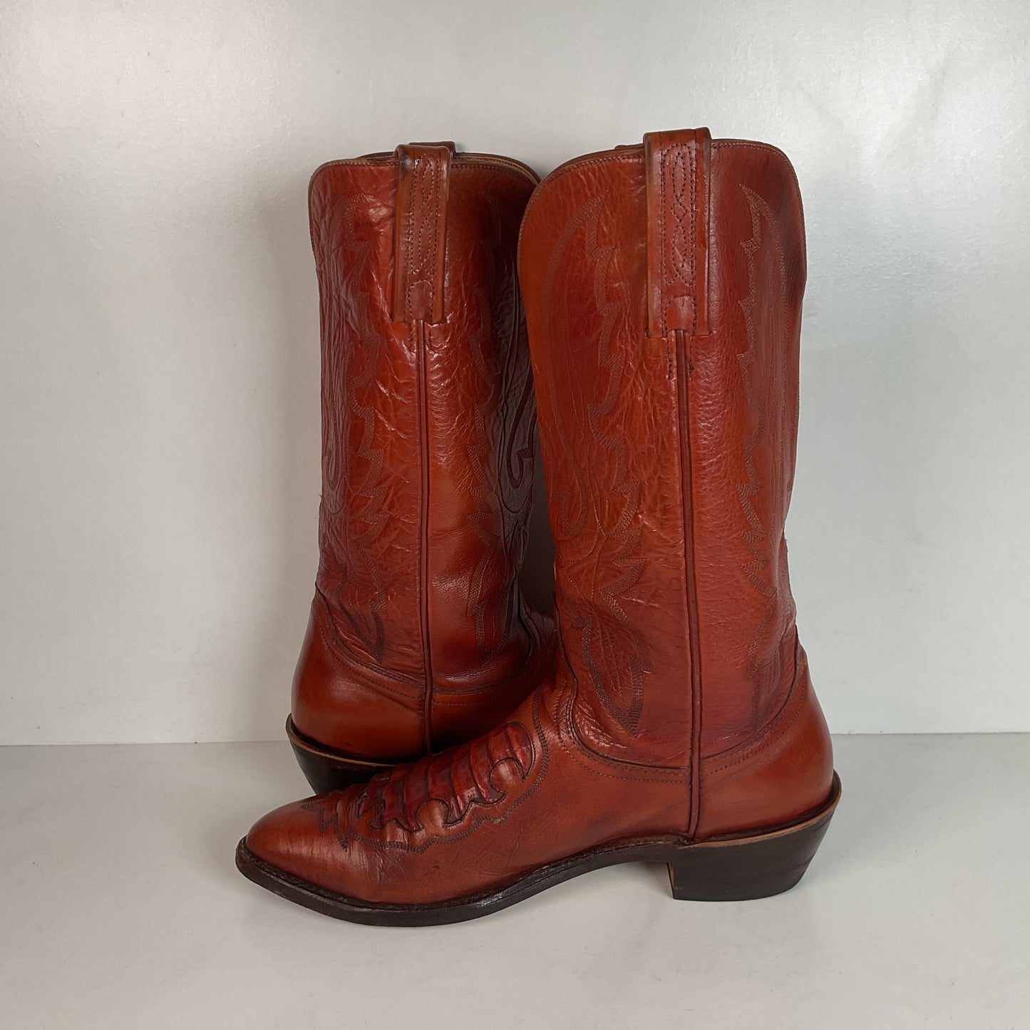 Lucchese 1883 Caiman Crocodile Inlay Cowboy Boots 9 D Exotic
