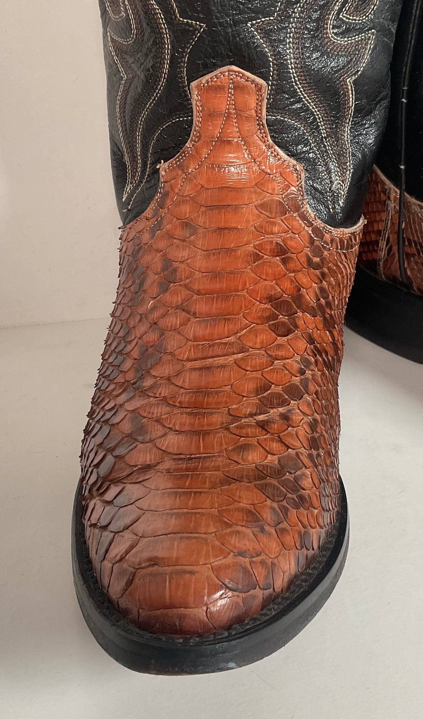 Dan Post Rust Brown Python Snakeskin Cowboy Boots 9 D Back Cut