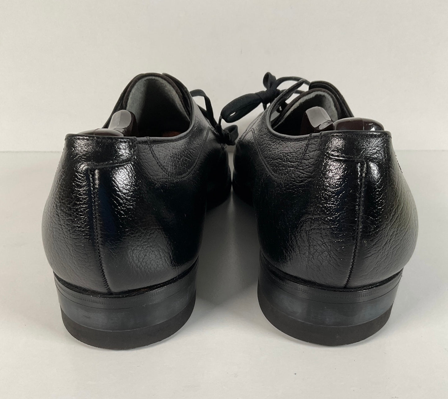 Vintage Florsheim Black Derby Loafers 12 B Apron Toe Blucher