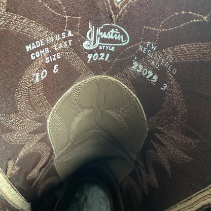 Justin Full Ostrich Quill Cowboy Boots 10 E USA Made Exotic