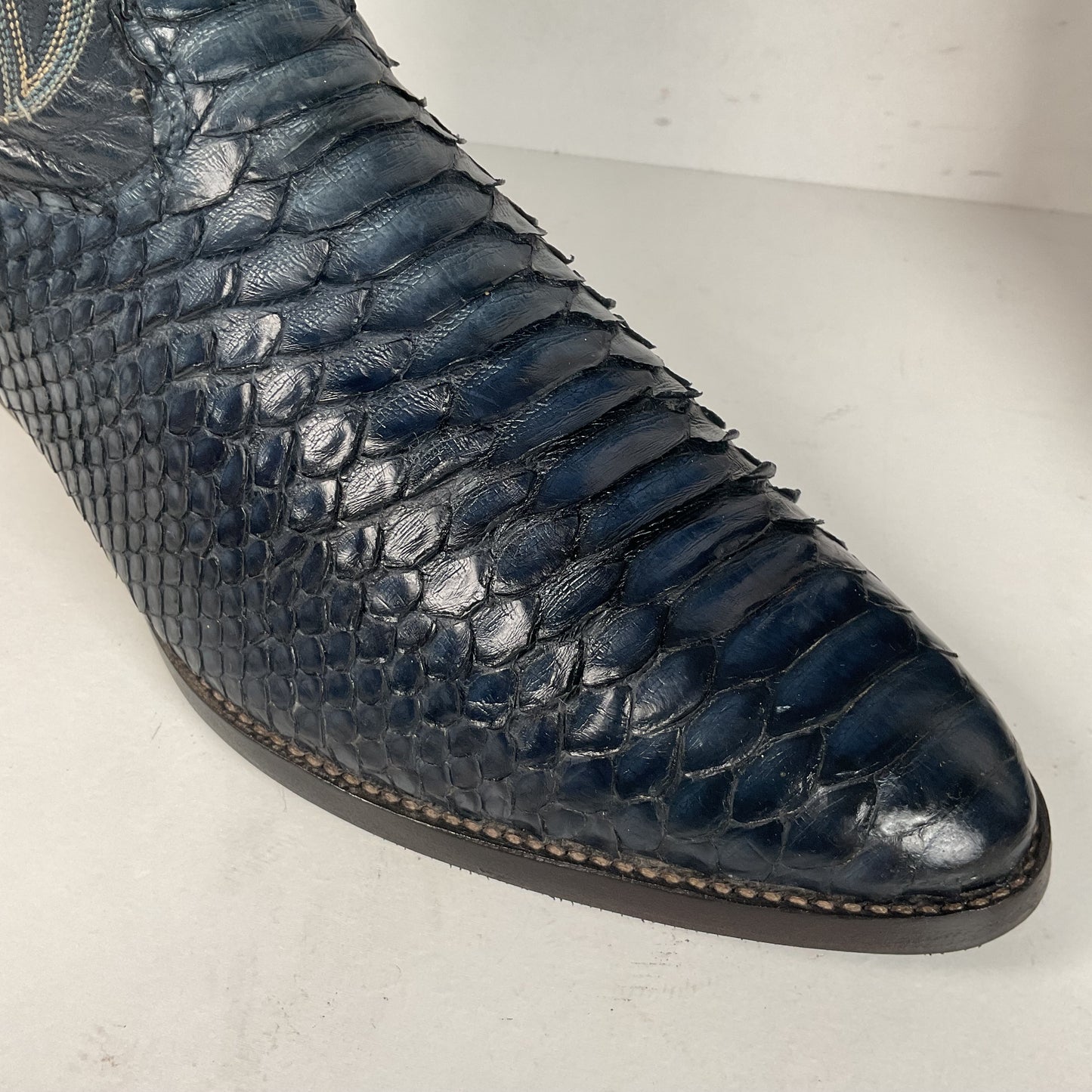 Vintage Nocona Python Snakeskin Cowboy Boots | USA Made | Royal Blue | 9 EE