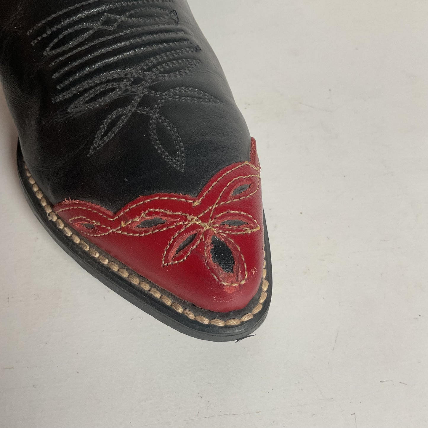 Vintage Dingo Acme Wingtip Cowgirl Boots 7 M USA Made Tooled Inlay