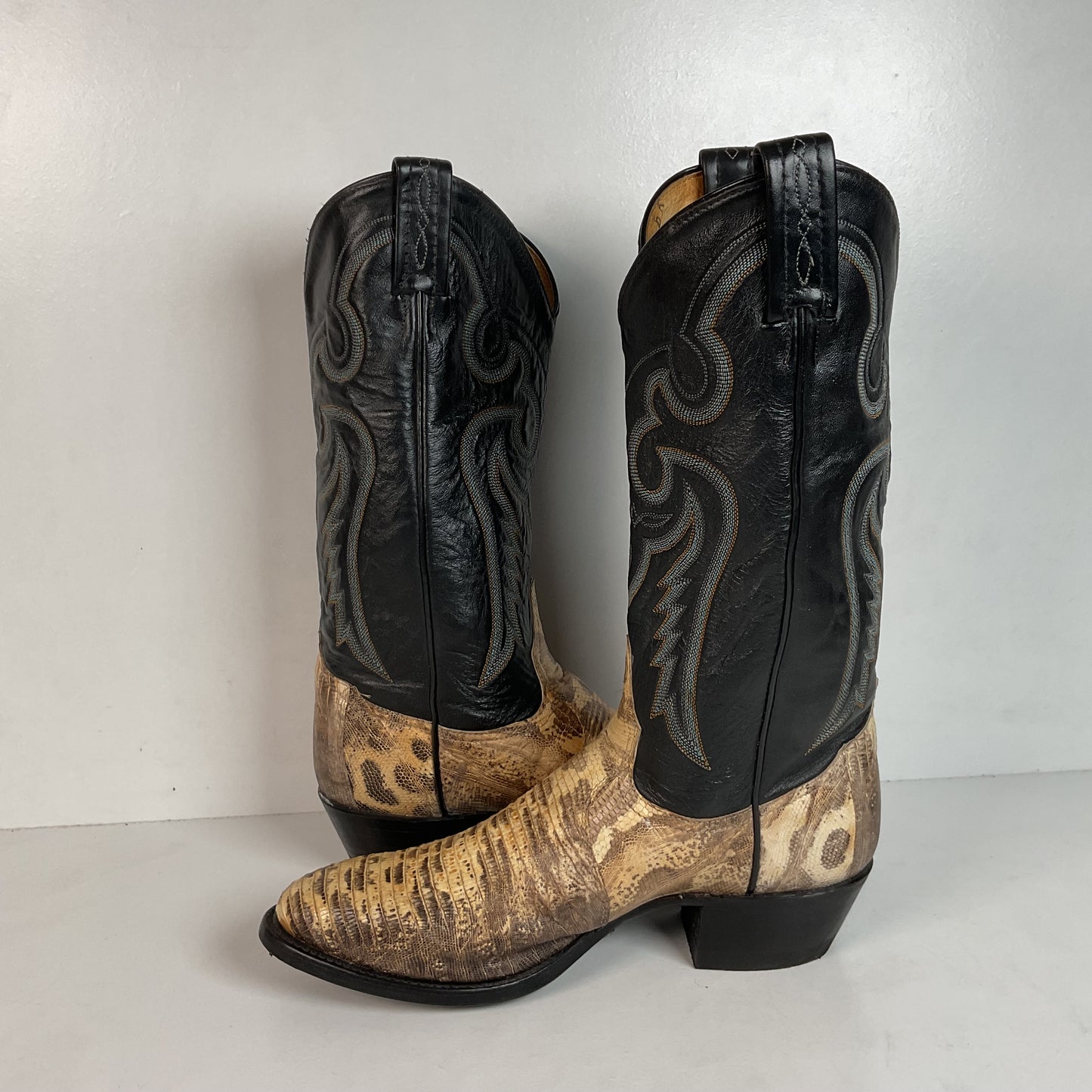 Vintage Tony Lama Natural Lizard Cowboy Boots 8.5 D USA Made