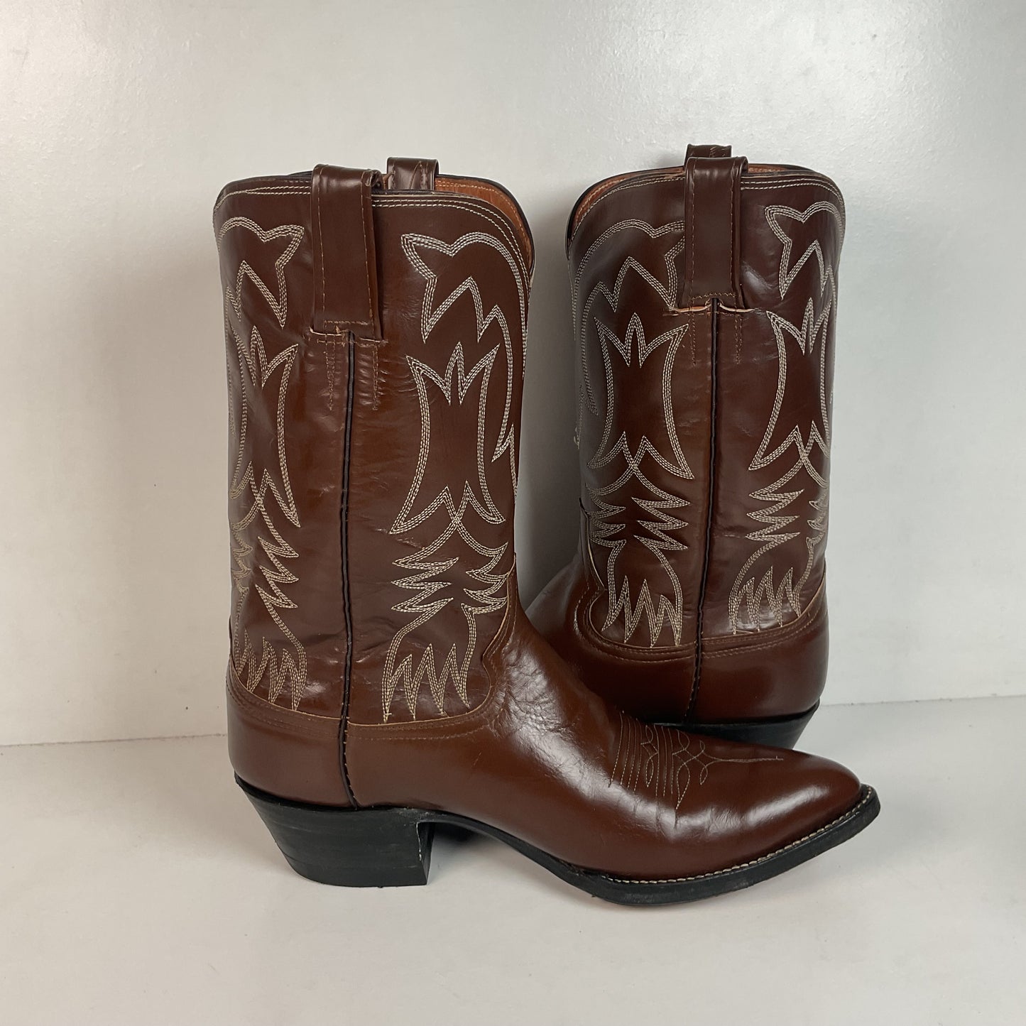 Vintage 1960s Cowtown Cowboy Boots 12 D Chocolate Brown