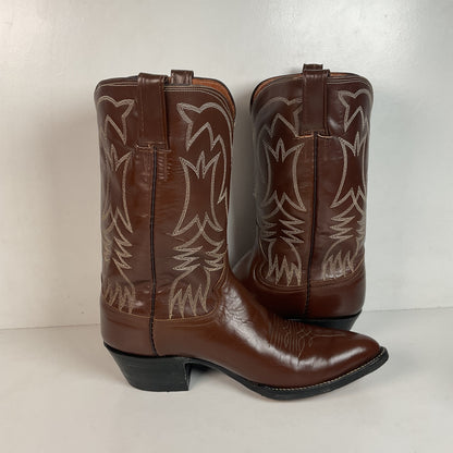 Vintage 1960s Cowtown Cowboy Boots 12 D Chocolate Brown