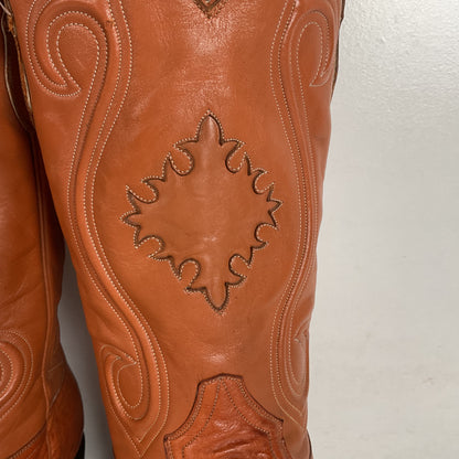 Custom Smooth Ostrich Cowboy Boots | Exotic | Tooled Inlay | Men’s 8.5