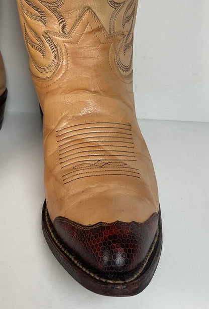 Vintage Tony Lama Teju Lizard Wingtip Cowboy Boots | Gold Label | Men’s 8.5 D