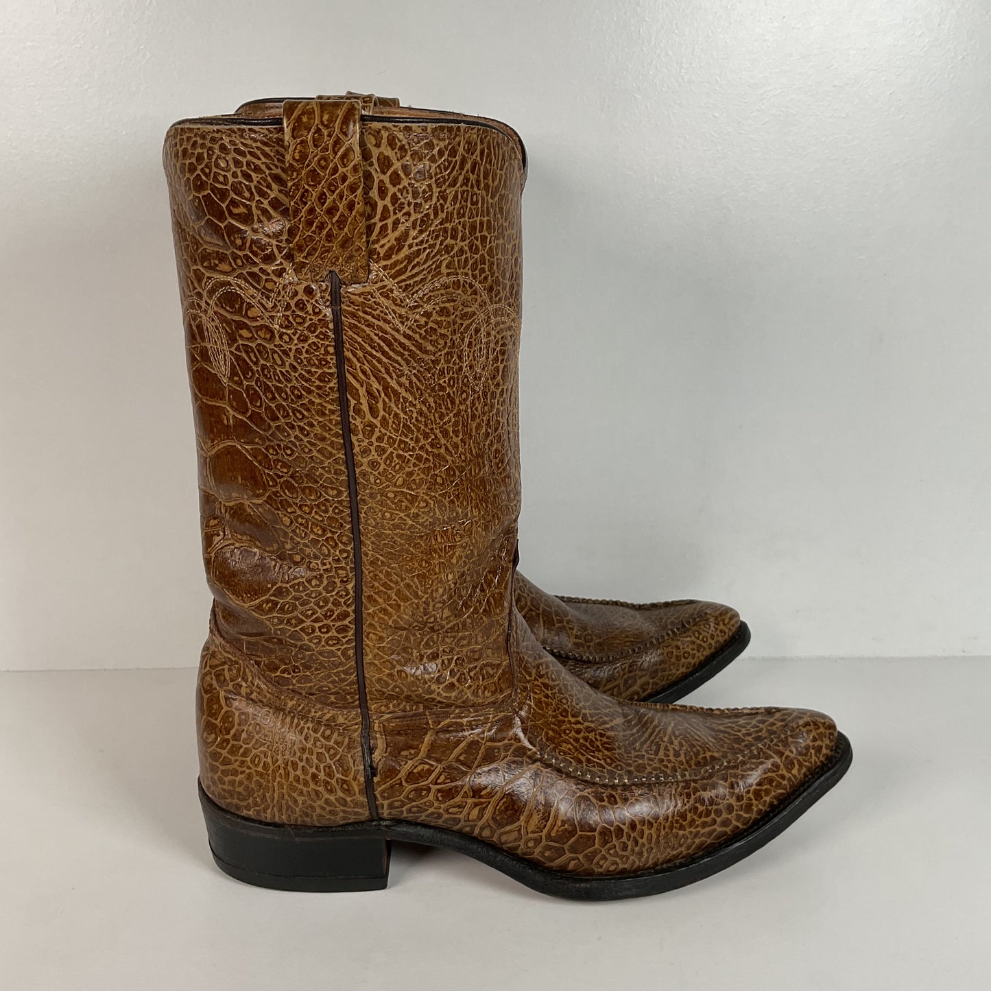 Vintage Wrangler Algonquin Toe Cowboy Boots | Sea Turtle Imitation Print | Men’s 9.5 D