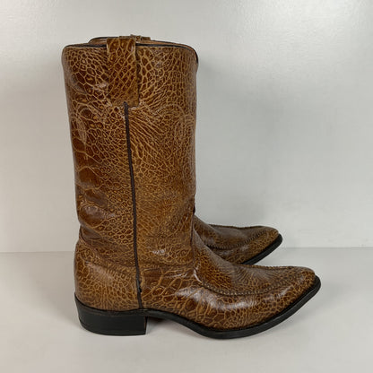 Vintage Wrangler Algonquin Toe Cowboy Boots | Sea Turtle Imitation Print | Men’s 9.5 D