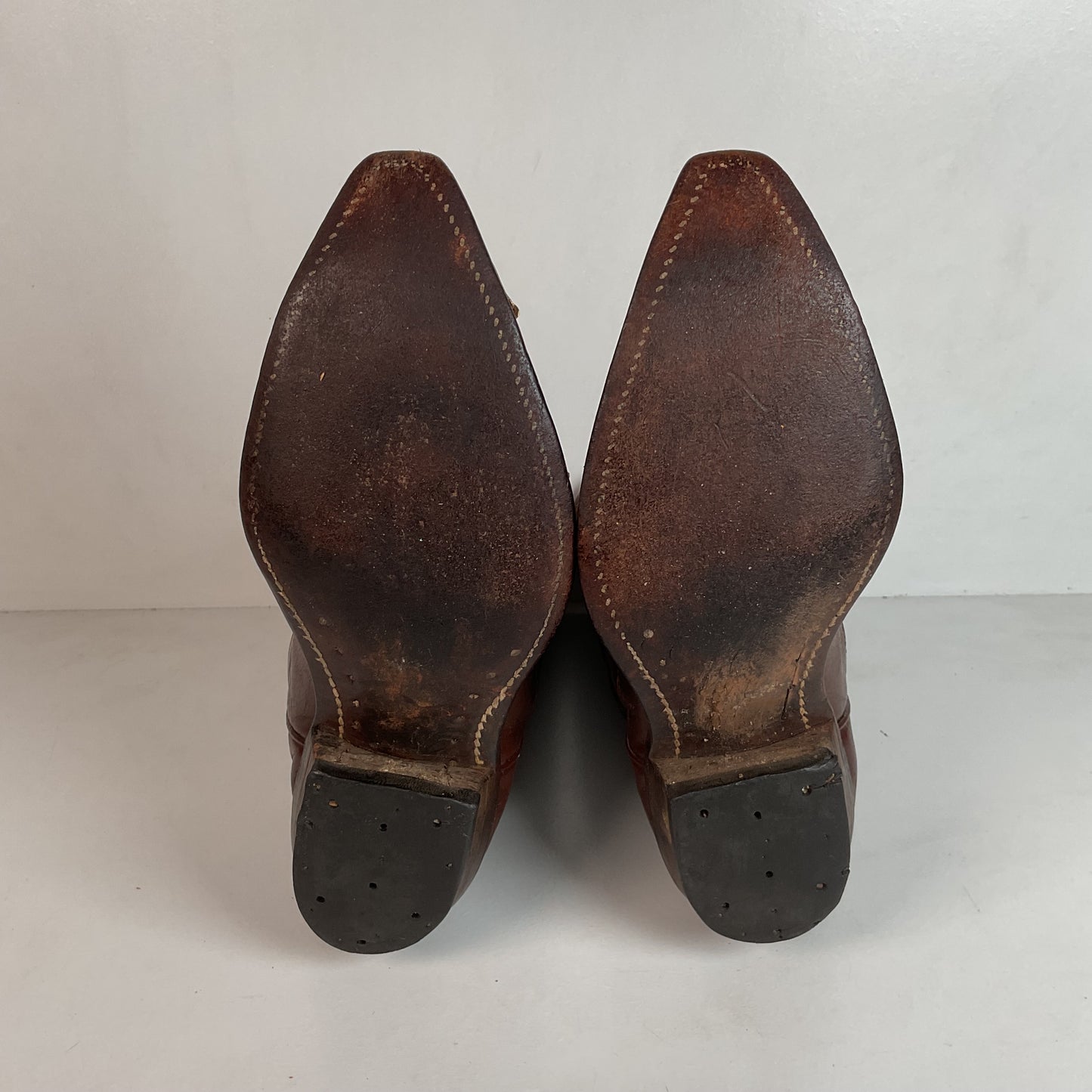 1940s Pee Wee Cowboy Boots Men’s 7 D Spiderweb Inlay Cloth Pull Thrashed