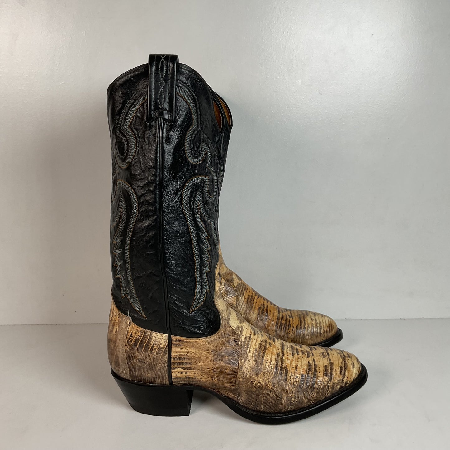 Vintage Tony Lama Natural Lizard Cowboy Boots 8.5 D USA Made