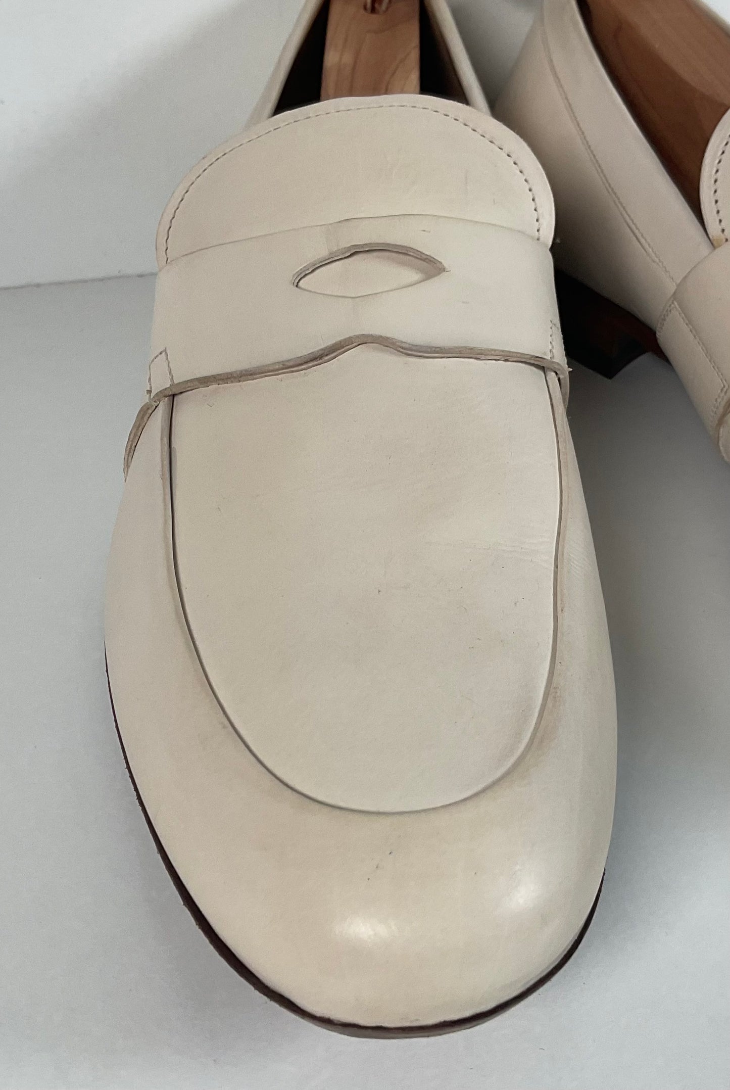 Mezlan Bone White Penny Loafers 10.5 M Leopold