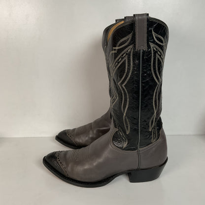 Vintage Tony Lama Grey Lizard Wingtip Cowboy Boots 10.5 D Gold Label Recraft