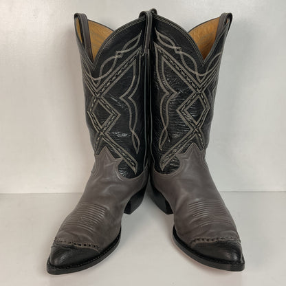 Vintage Tony Lama Grey Lizard Wingtip Cowboy Boots 10.5 D Gold Label Recraft