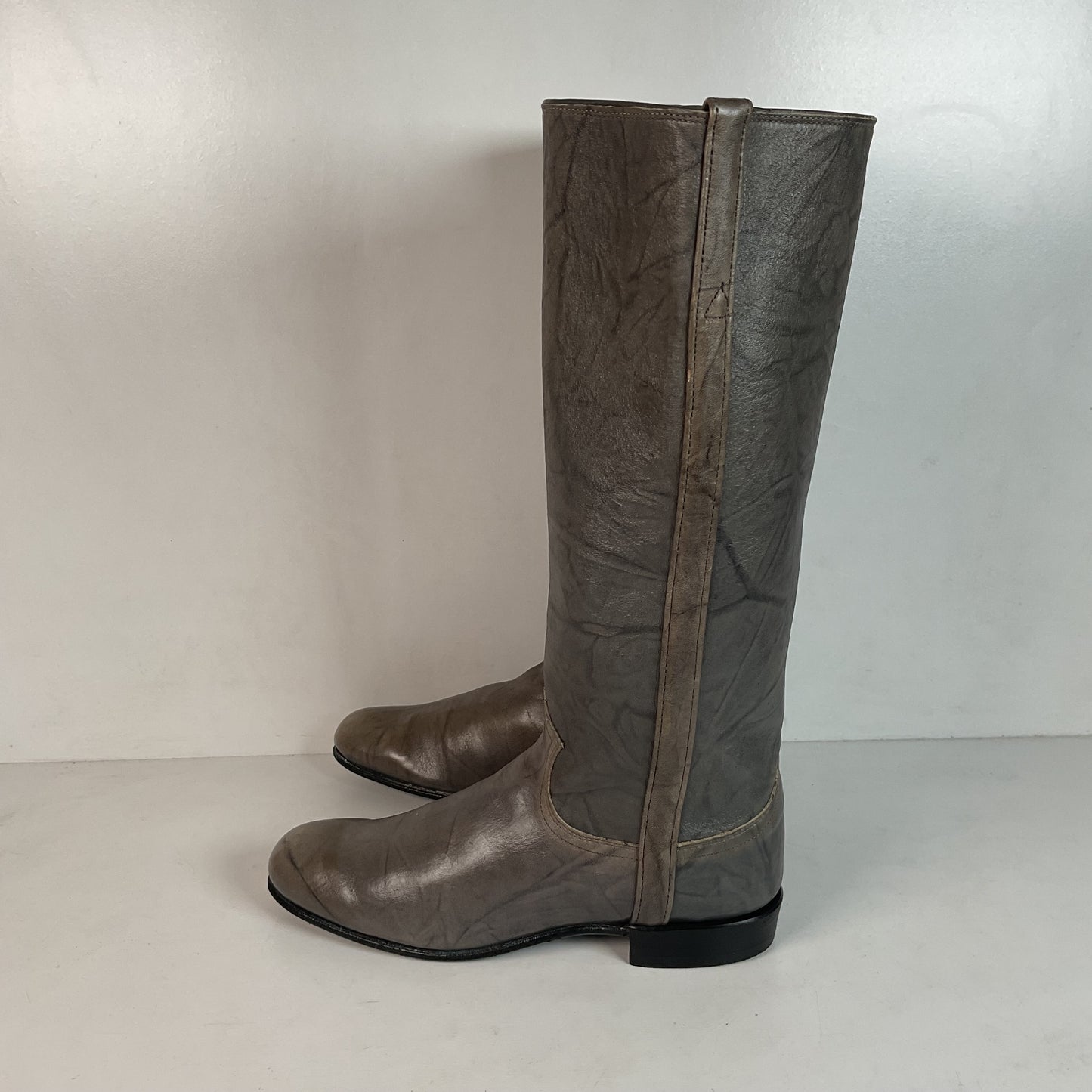 Vintage Justin Grey Marbled Campus Riding Boots 7 B USA Made