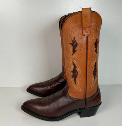 Vintage J. Chisholm Cowboy Boots | Tooled Inlays | USA Made | Men’s 8.5 D